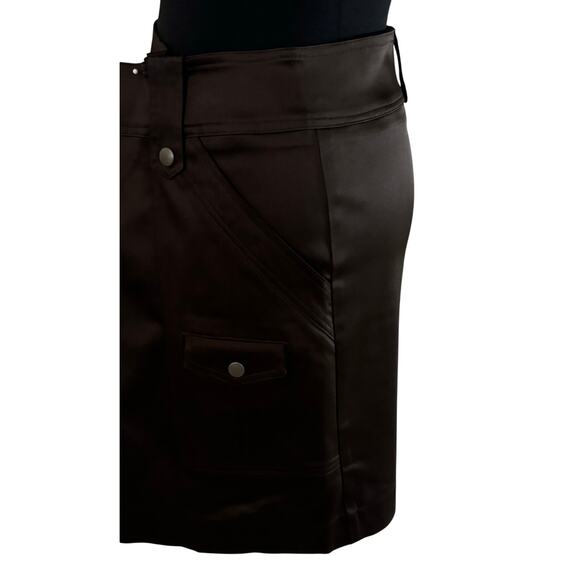 Cache Expresso Satin Evening Day Skirt New Tab Belt Loop Front Pocket NWT $118 - Picture 6 of 7